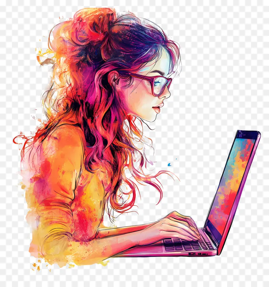 Garota Com Computador，Menina Com Laptop PNG