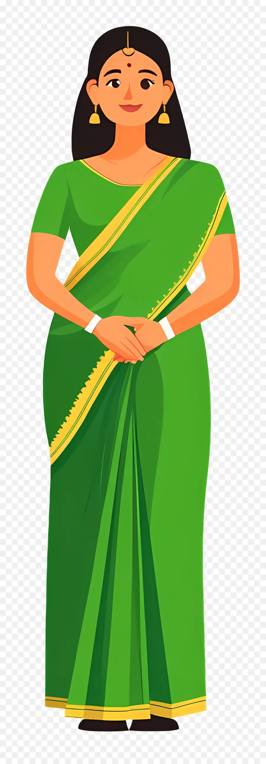 Garota Indiana，Mulher Em Saree Verde PNG