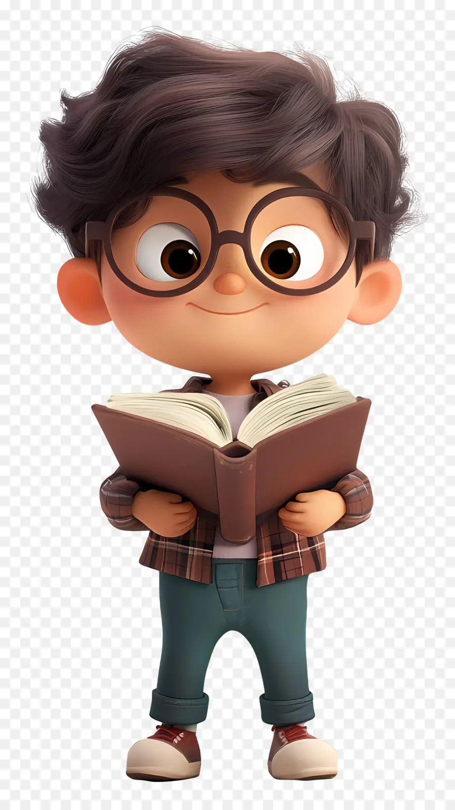 Aluno Animado，Menino Com Livro PNG