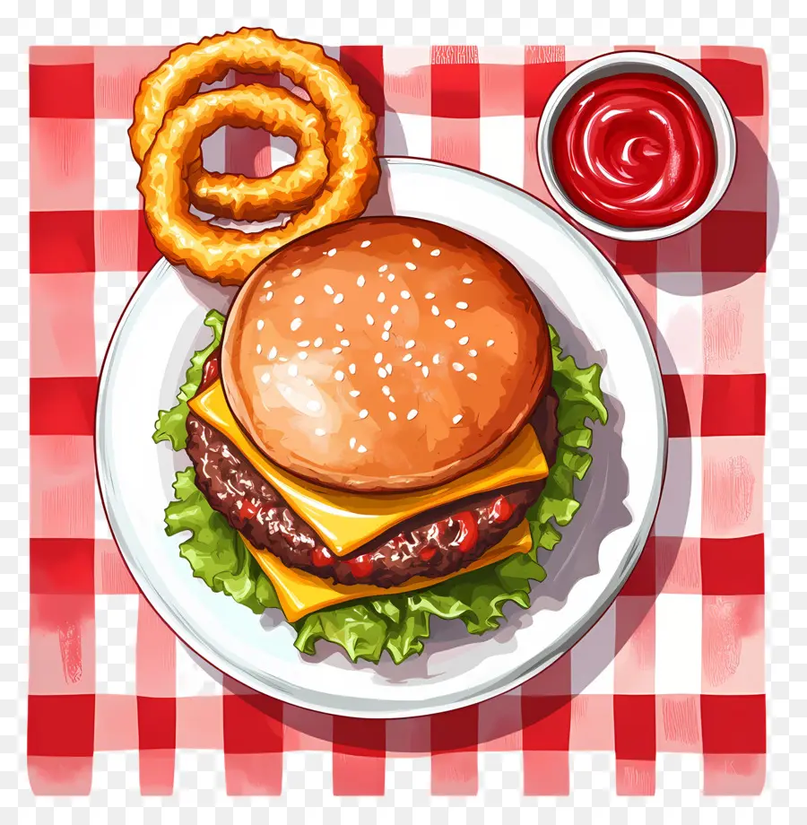 Hambúrguer Americano，Hambúrguer Com Rodelas De Cebola PNG