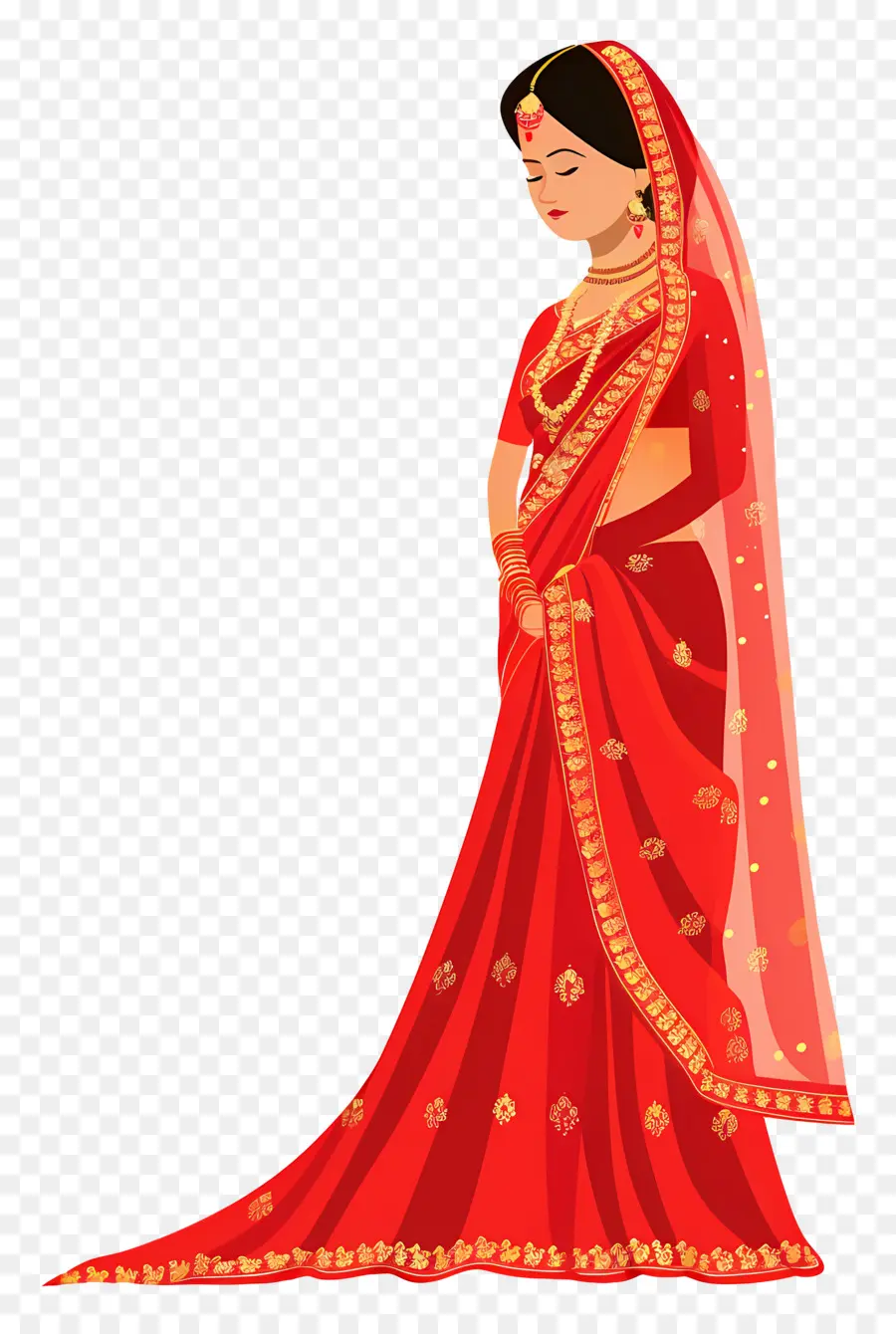 Saree De Casamento Indiano，Mulher Em Vestido Tradicional PNG