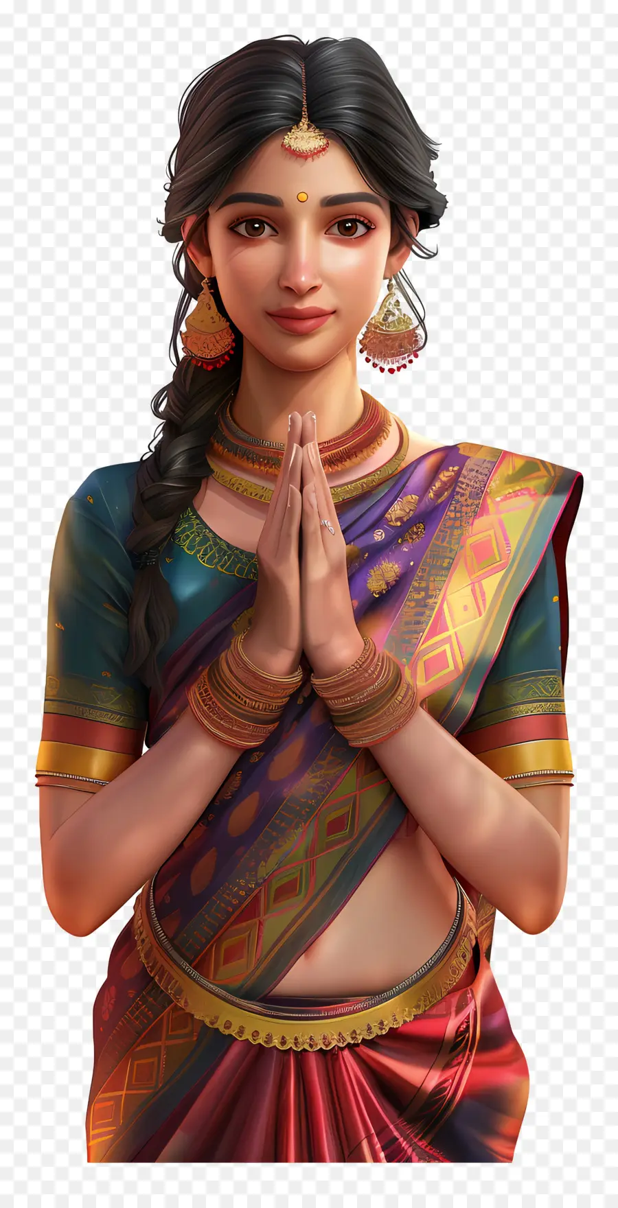 Mulher Indiana，Mulher Em Vestido Tradicional PNG