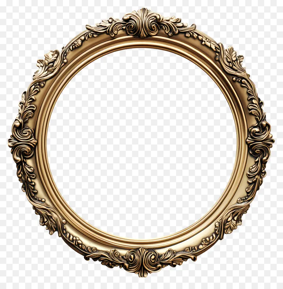 Moldura Vintage Dourada，Moldura Circular Ornamentada PNG