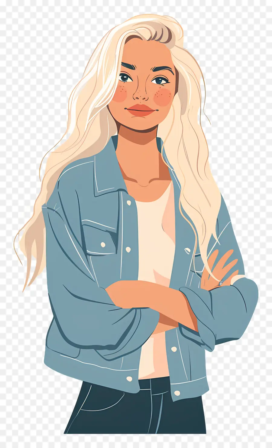 Mulher Loira，Jaqueta Jeans PNG