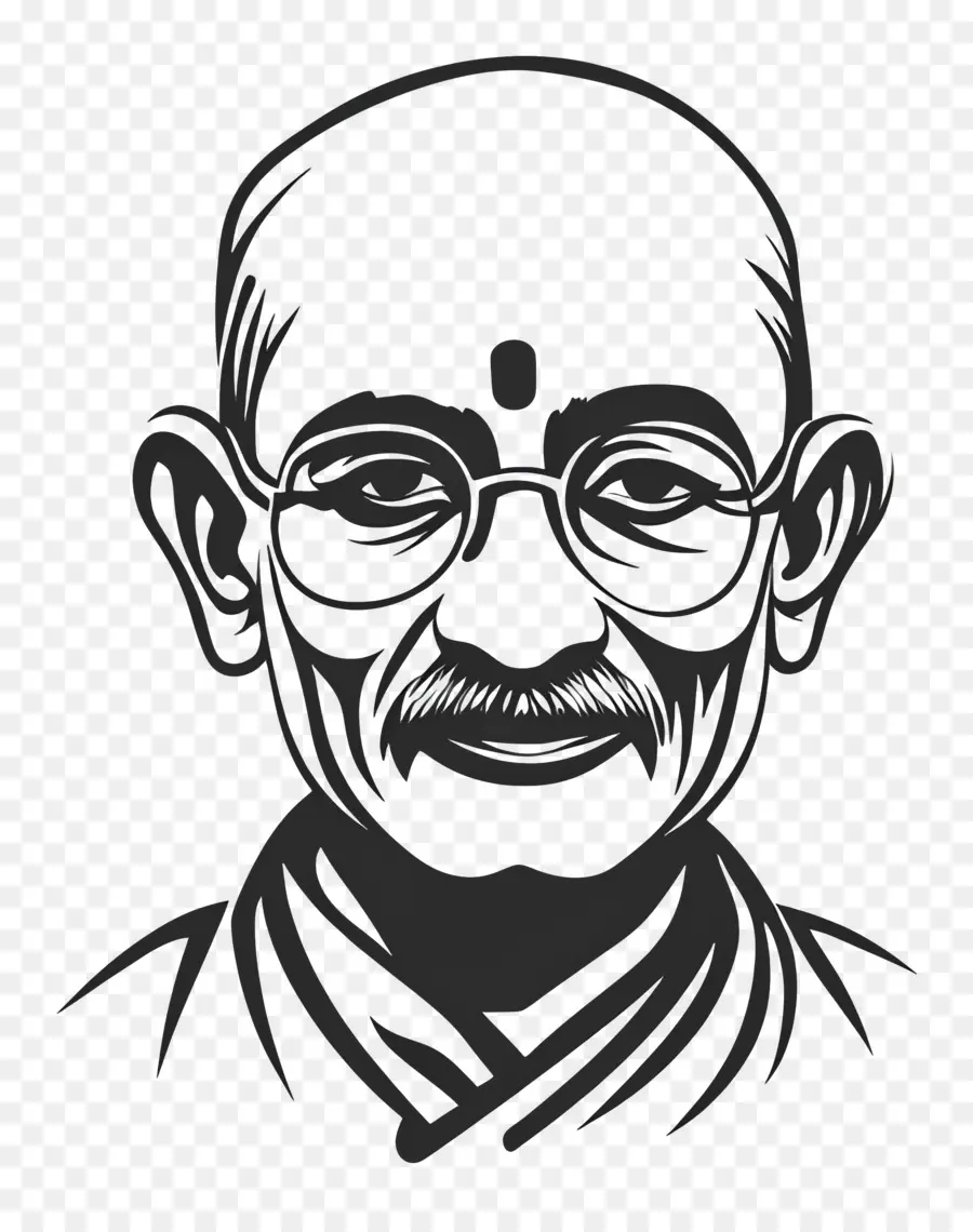 Gandhi，Retrato Em Preto E Branco PNG