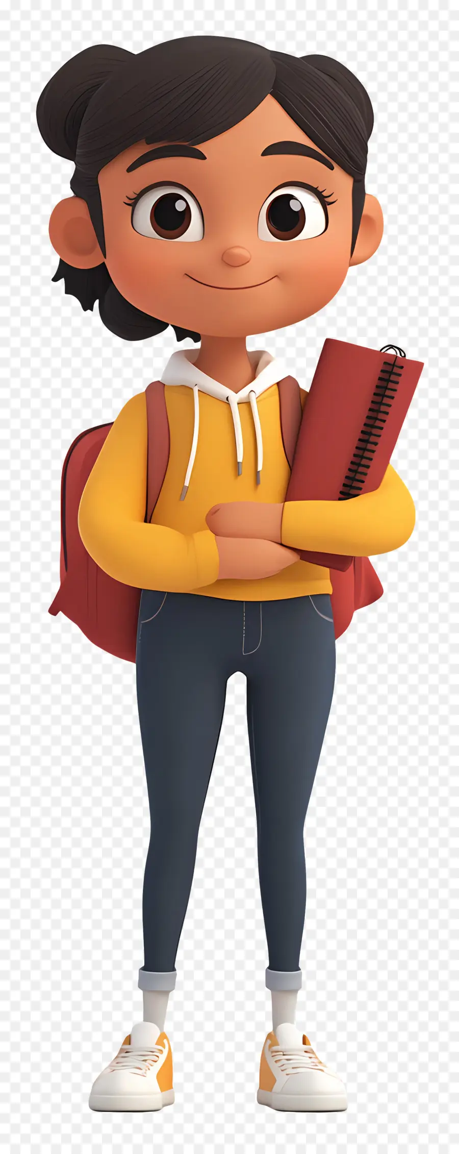 Aluno Animado，Menina Com Livro E Mochila PNG