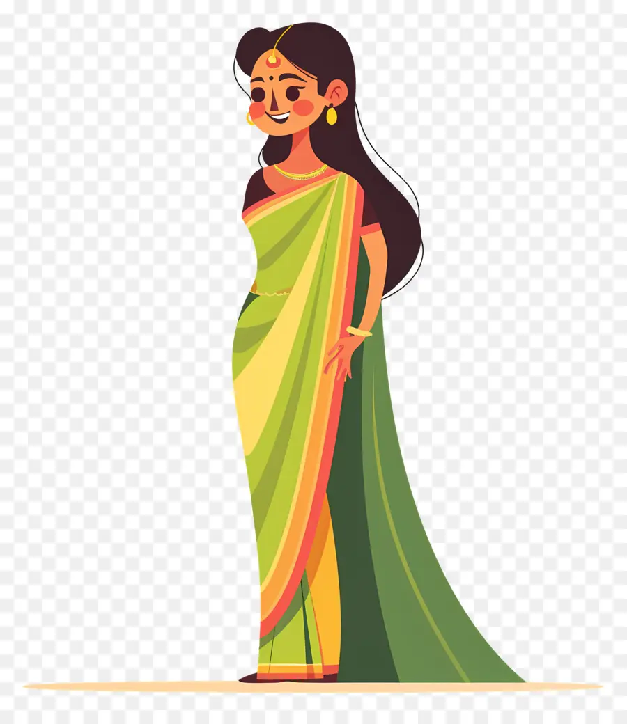 Saree Indiano，Mulher Em Sári PNG