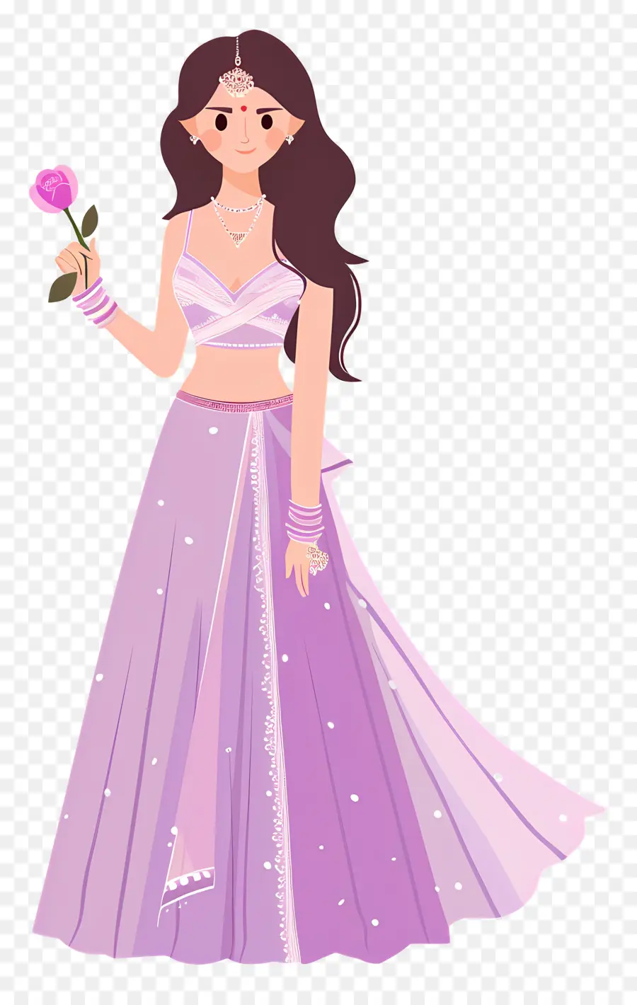 Desenho De Mulher Indiana，Mulher Em Vestido Tradicional PNG