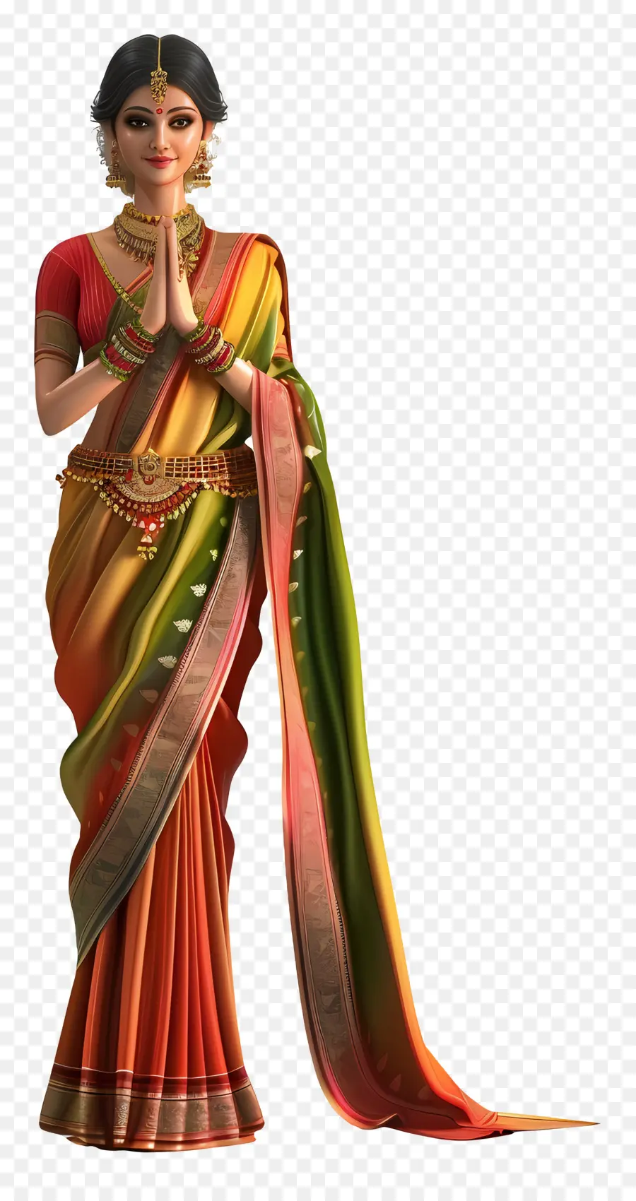 Mulher Indiana，Mulher Em Vestido Tradicional PNG