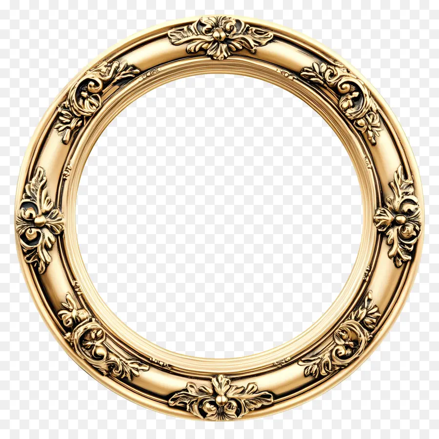 Moldura Vintage Dourada，Moldura Circular Ornamentada PNG