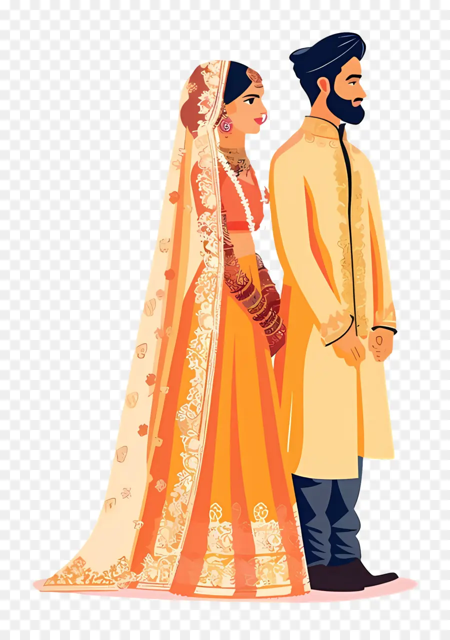 Casal De Noivos Indianos，Casal De Noivos Tradicional PNG