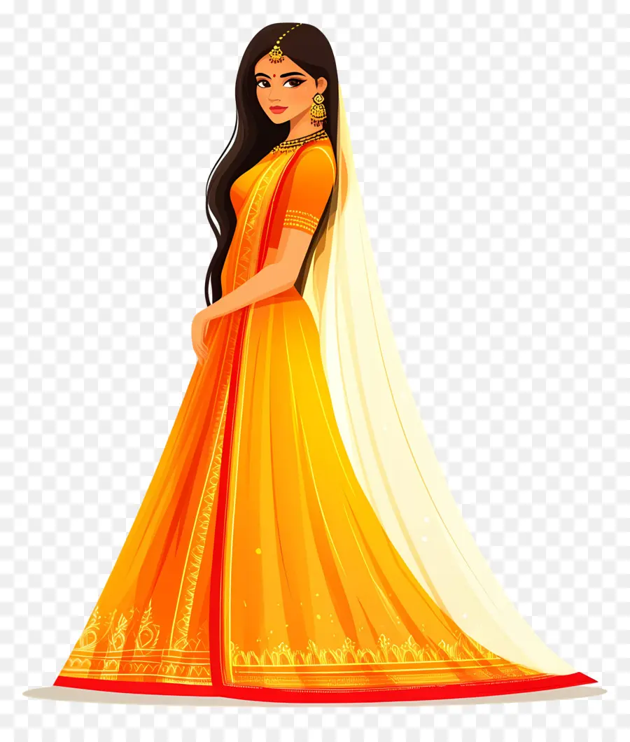 Saree De Casamento Indiano，Mulher Em Vestido Tradicional PNG