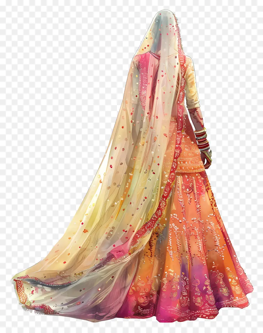 Vestido De Noiva Aquarela，Sári Vermelho PNG