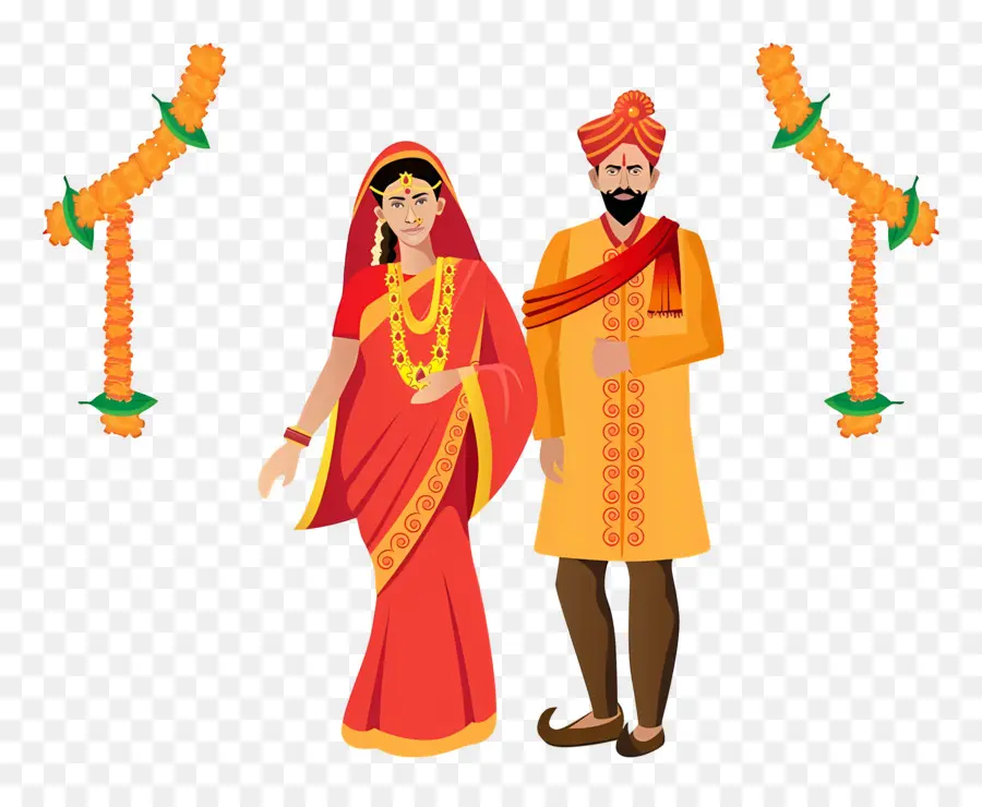 Casal De Noivos Indianos，Casal Tradicional PNG