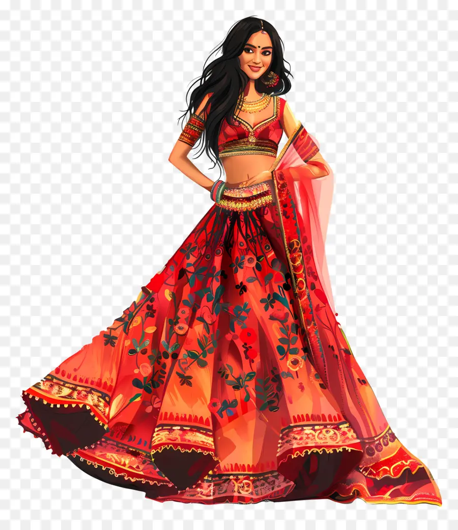 Vestido Tradicional Indiano，Mulher Em Vestido Tradicional PNG