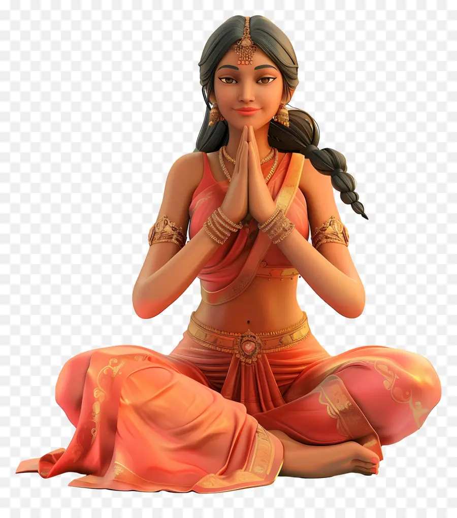 Mulher Indiana，Mulher Meditando PNG