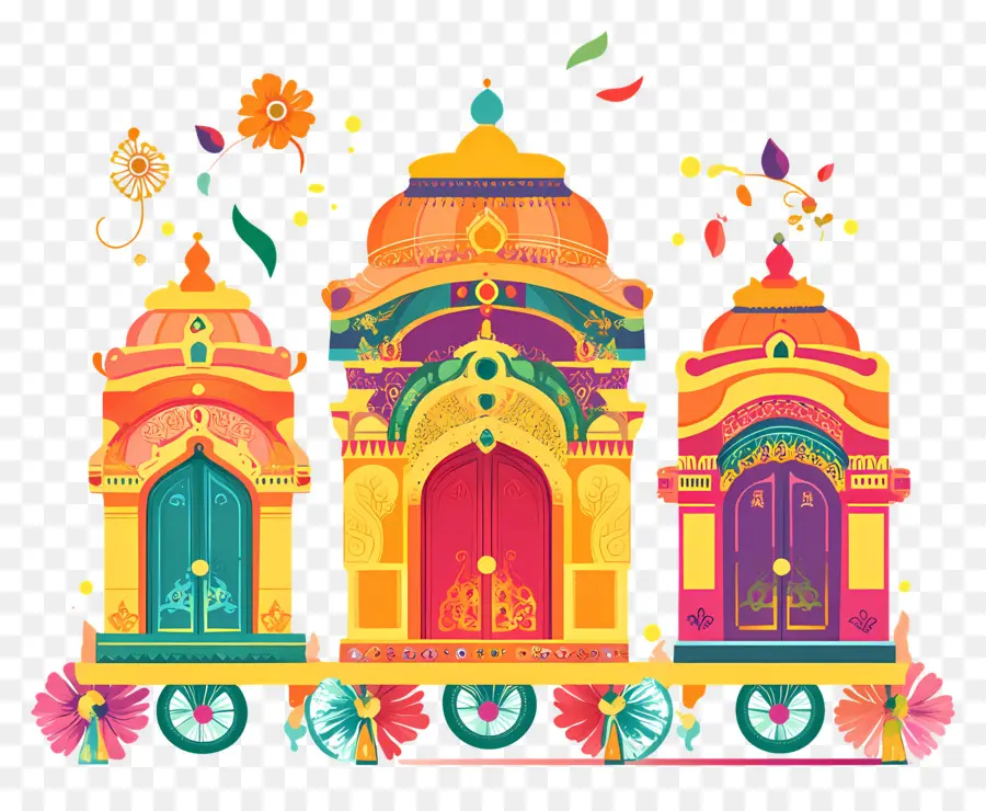 Rathyatra，Carruagens Coloridas PNG