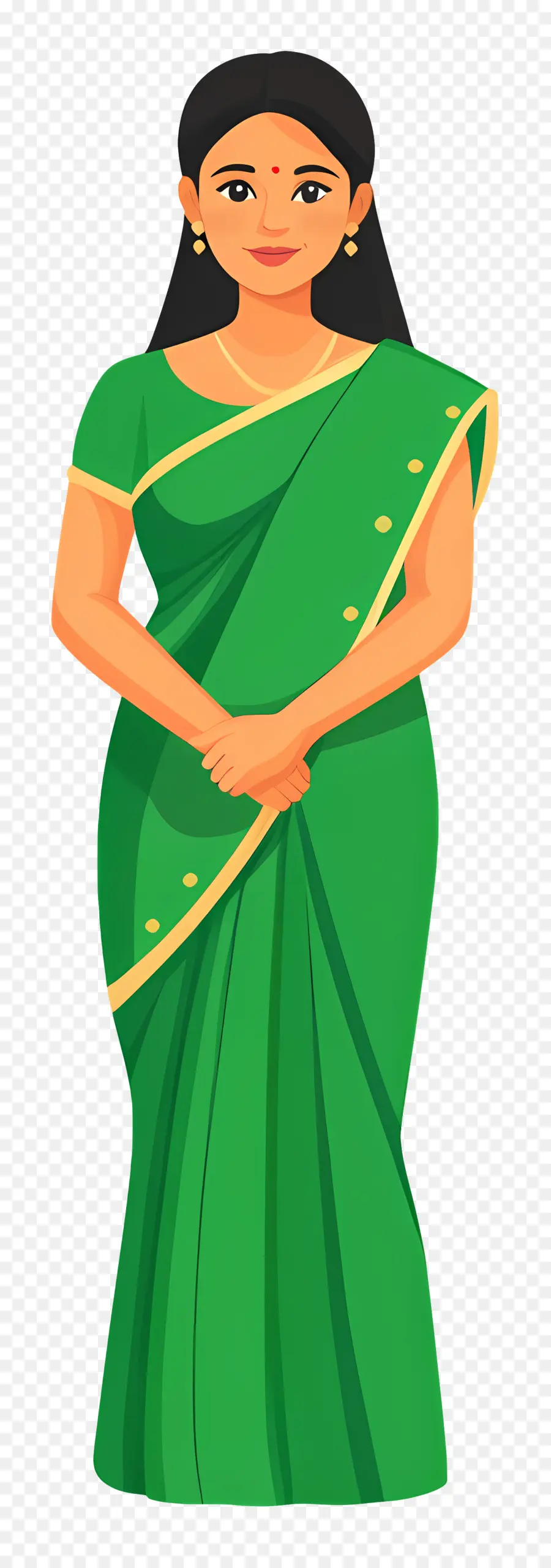 Garota Indiana，Mulher Em Saree Verde PNG