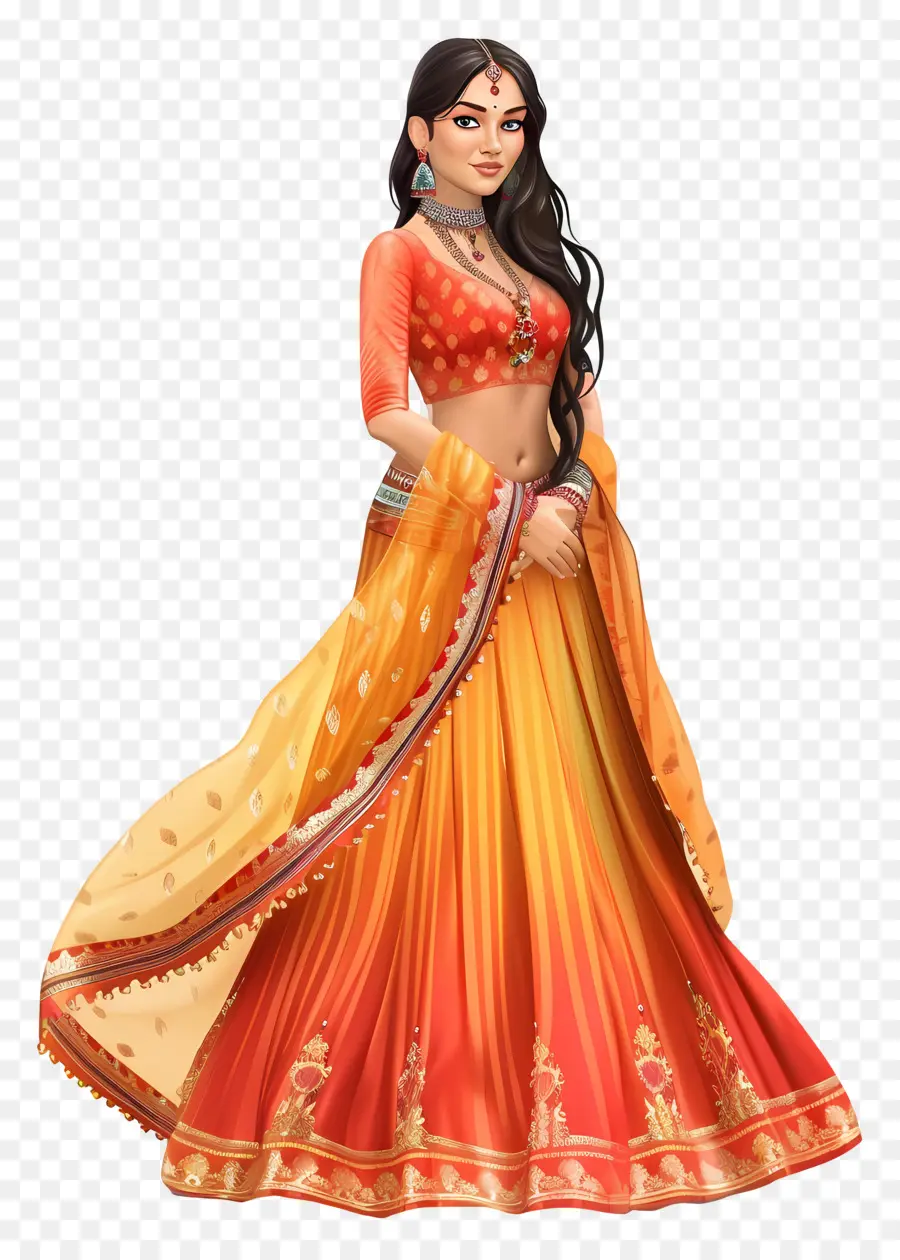 Vestido Tradicional Indiano，Mulher Em Vestido Tradicional PNG