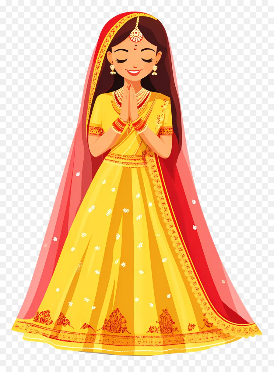 Saree De Casamento Indiano，Garota Tradicional PNG