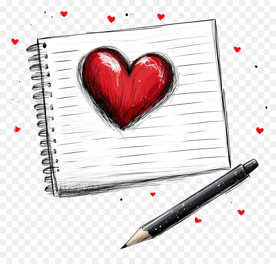 Nota De Amor，Caderno Com Corações PNG