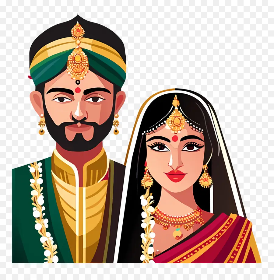 Casal De Noivos Indianos，Noiva E Noivo PNG