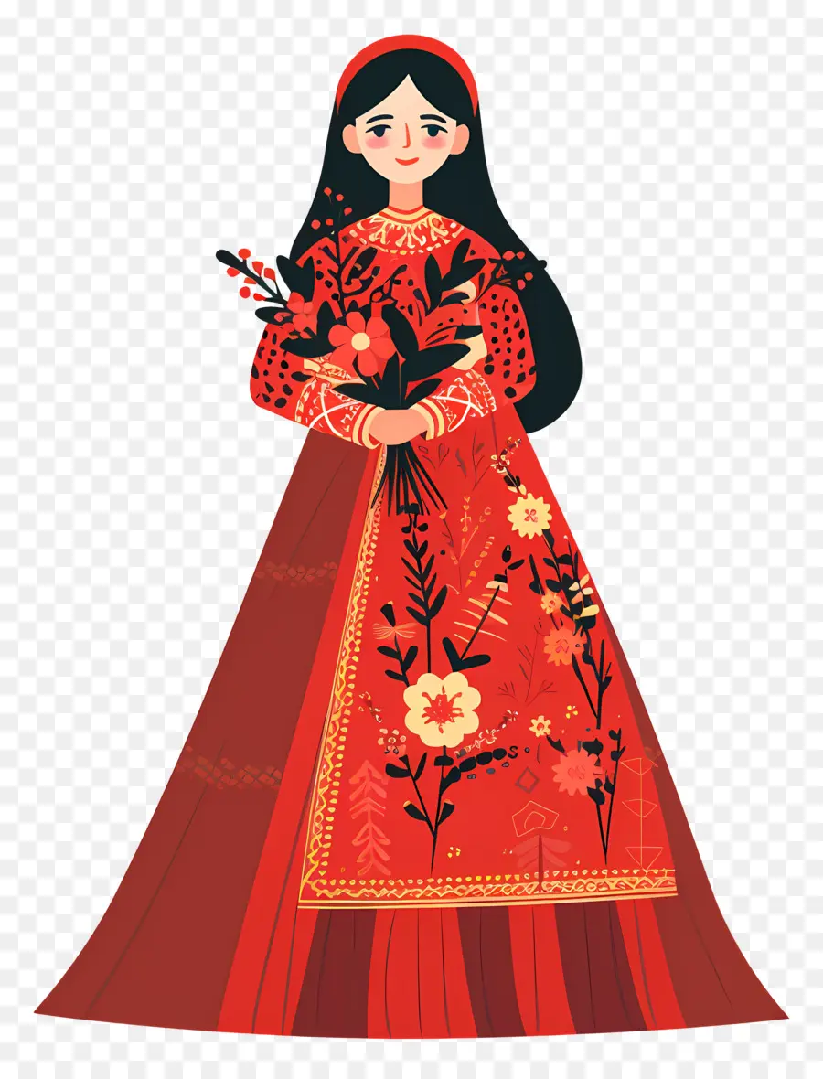 Noiva Dos Desenhos Animados，Mulher De Vestido Vermelho PNG