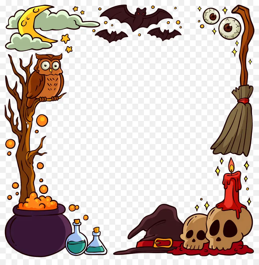 Moldura De Halloween，Assustador PNG