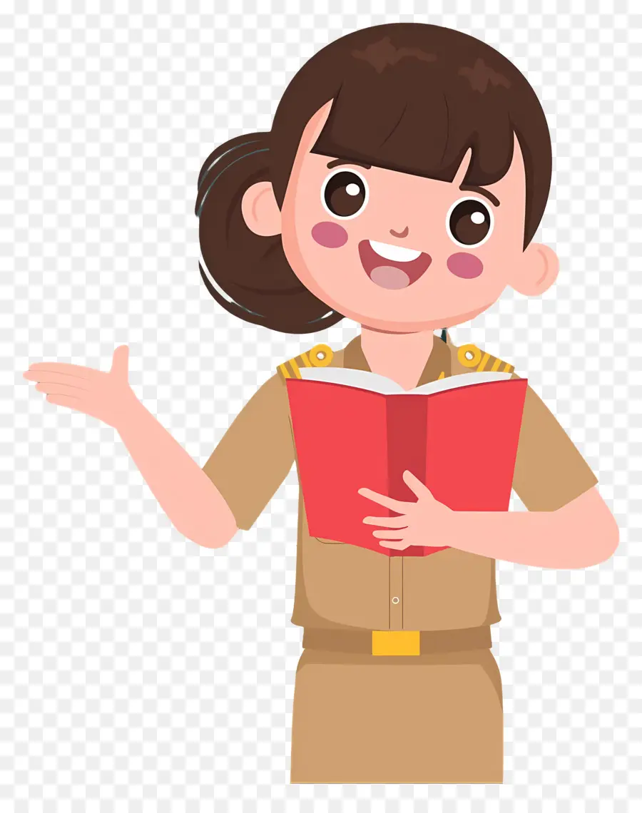 Professor De Desenho Animado，Menina Com Livro PNG