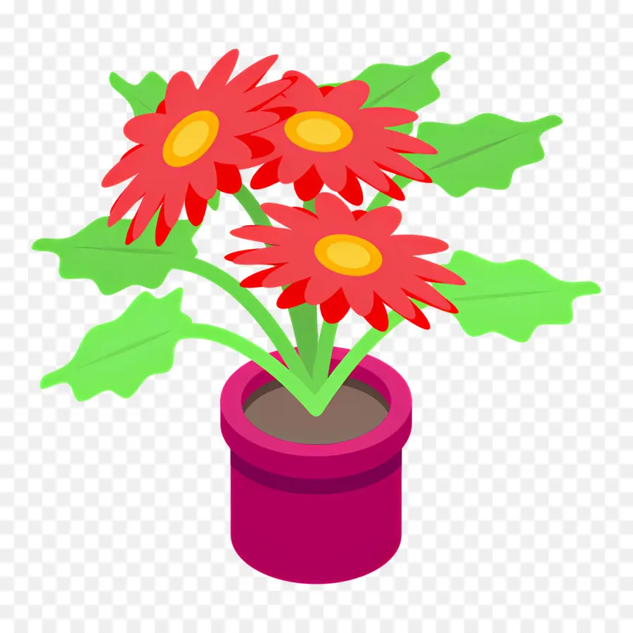 Flor Vermelha，Flores Vermelhas Em Vaso PNG