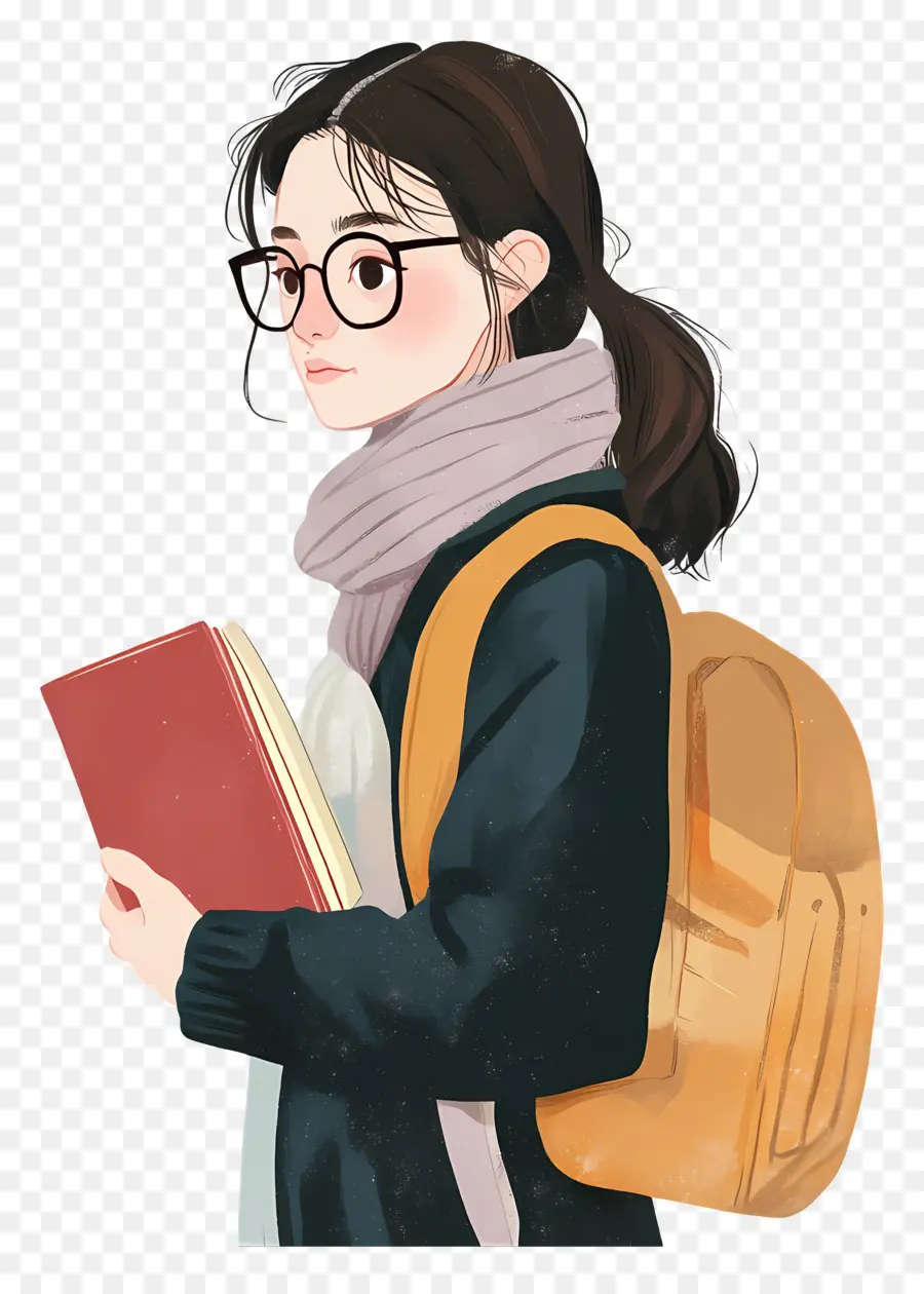 Aluna，Menina Com Livro PNG