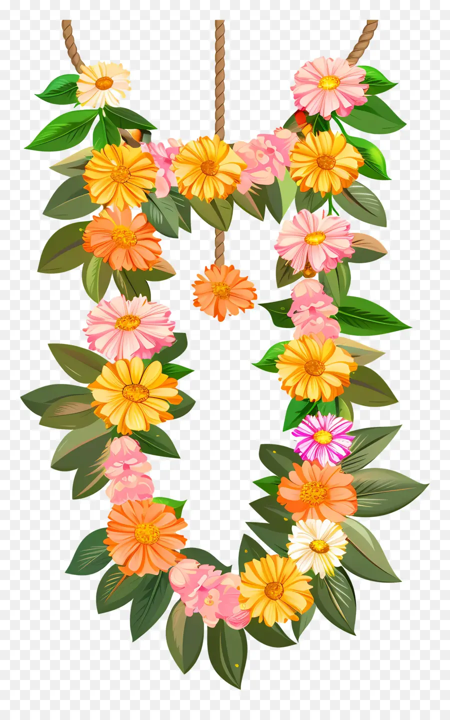 Guirlanda Ugadi，Guirlanda De Flores Coloridas PNG