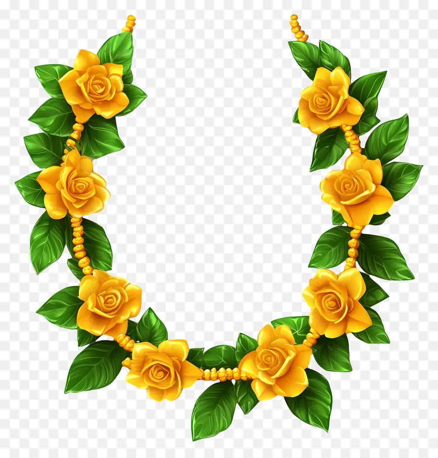 Guirlanda Ugadi，Coroa De Flores Amarelas PNG