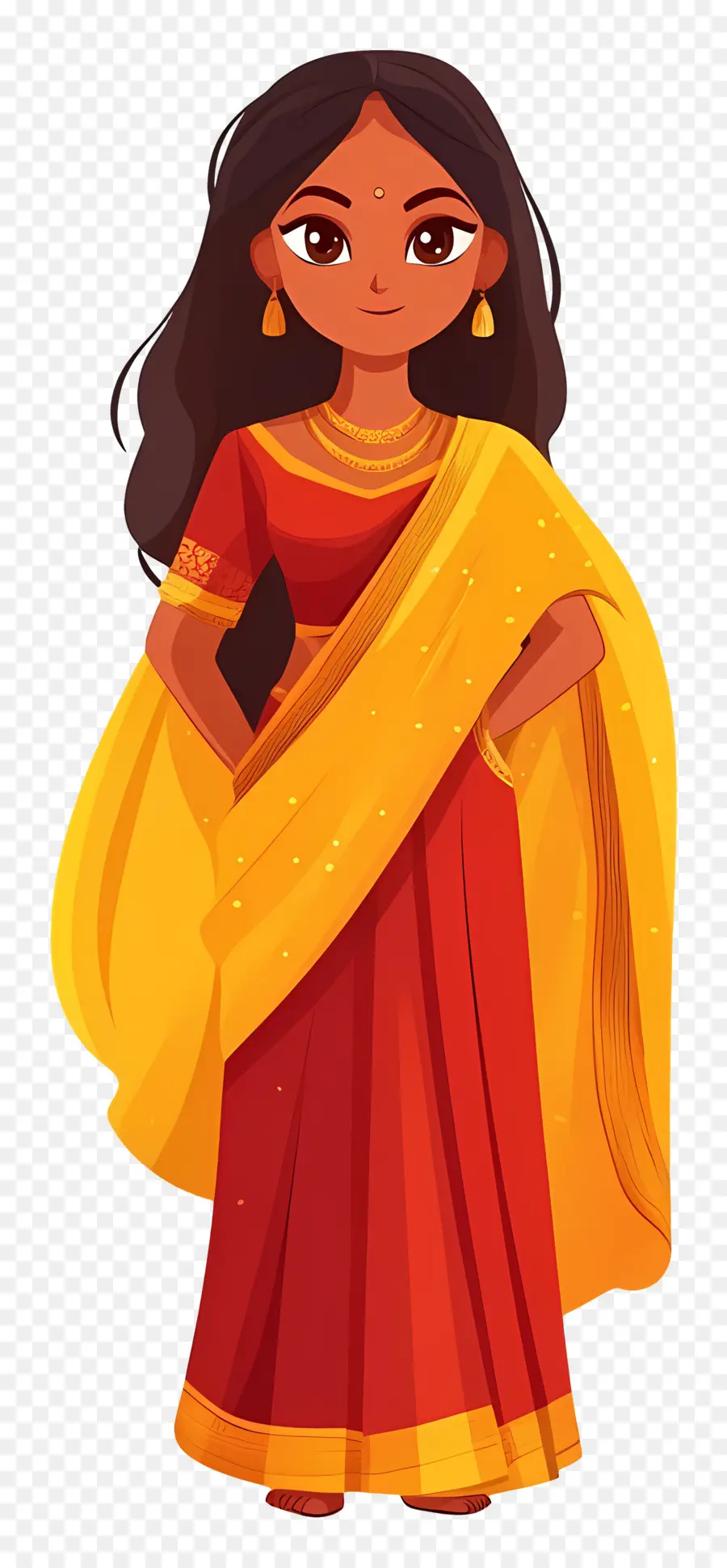 Garota Indiana，Mulher Em Vestido Tradicional PNG