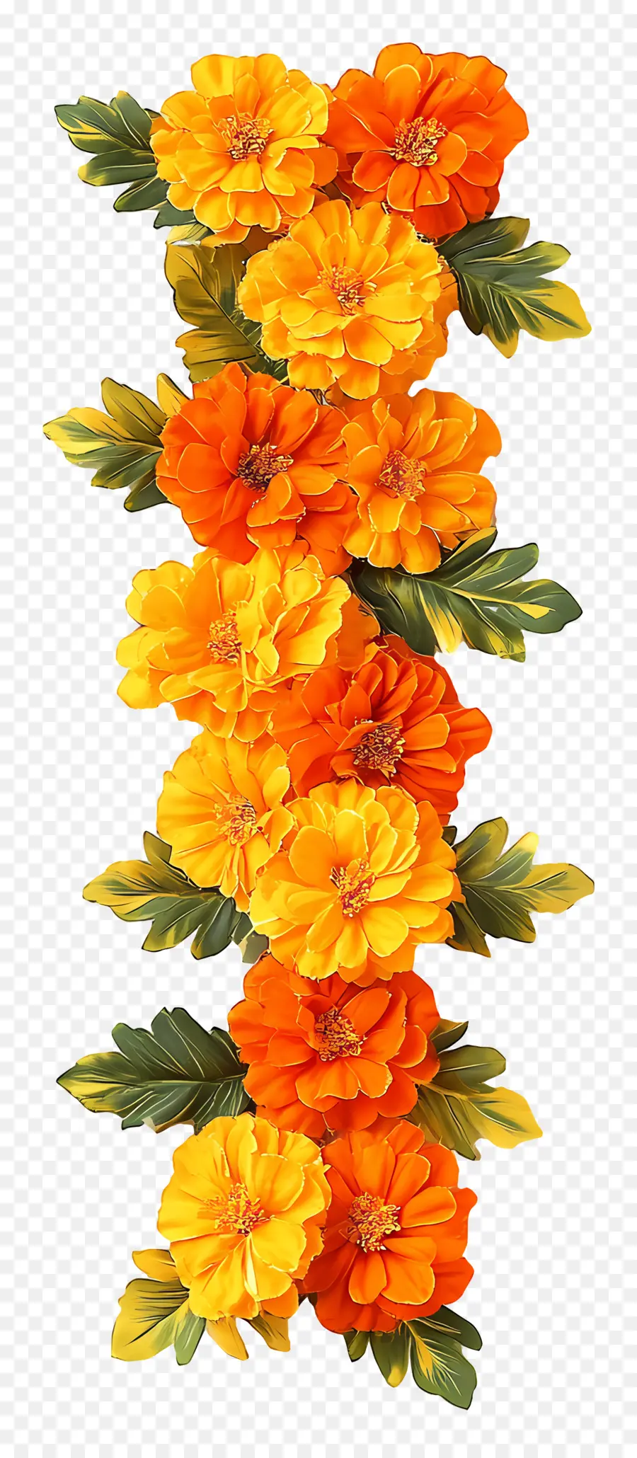 Guirlanda Ugadi，Flores Laranja E Amarelas PNG