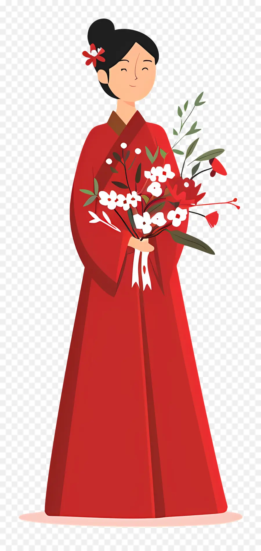 Noiva Tradicional，Mulher De Vestido Vermelho PNG