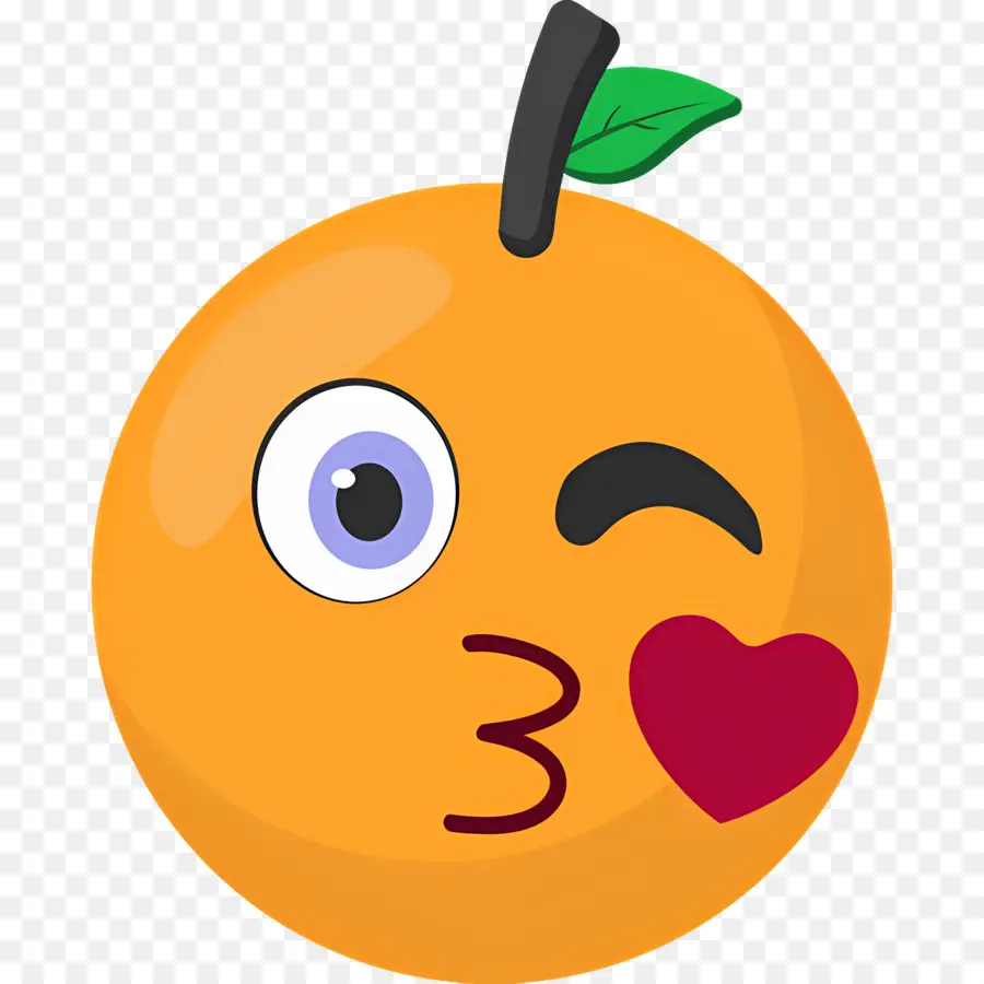 Beijo Emoji，Emoji De Fruta Laranja PNG