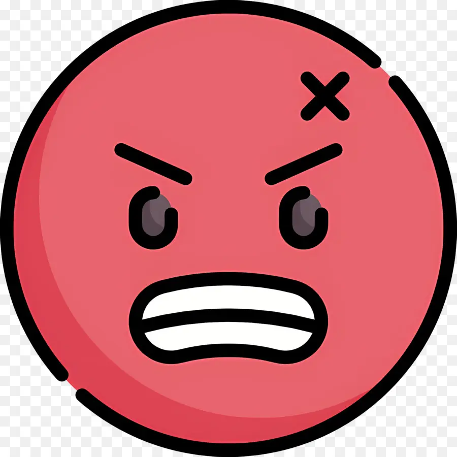 Emoji Irritado，Vermelho PNG