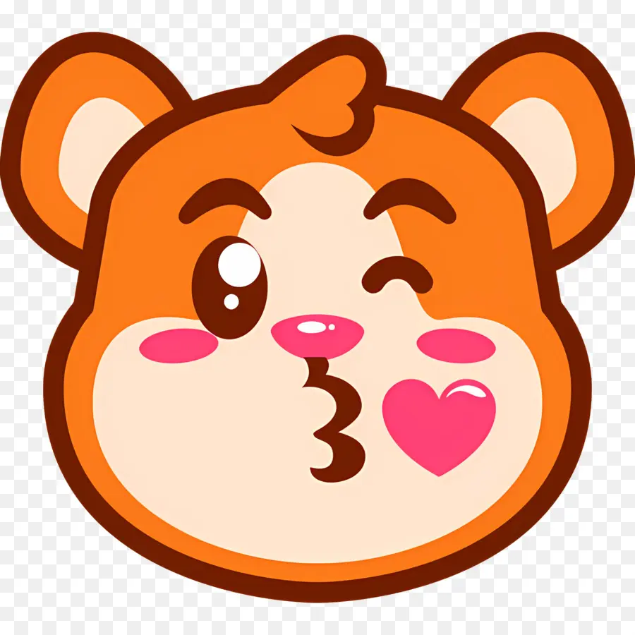 Beijo Emoji，Urso Piscando PNG