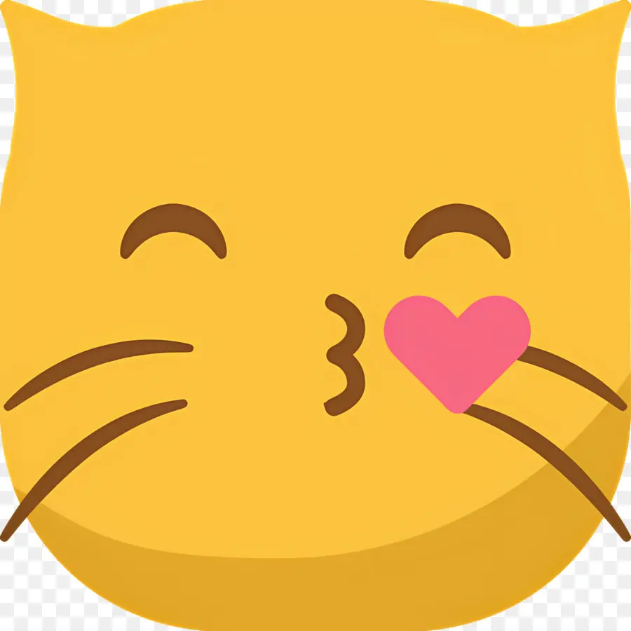 Beijo Emoji，Cara De Gato PNG