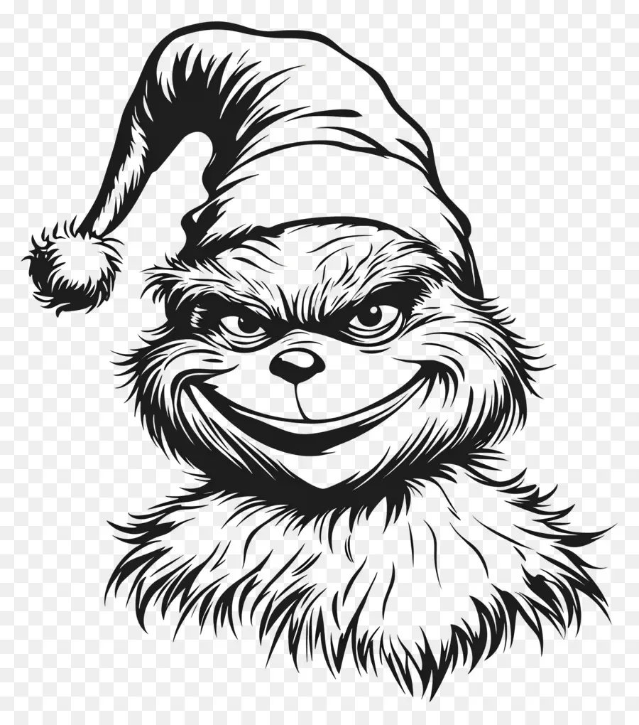 Grinch，Grinch Com Chapéu De Papai Noel PNG