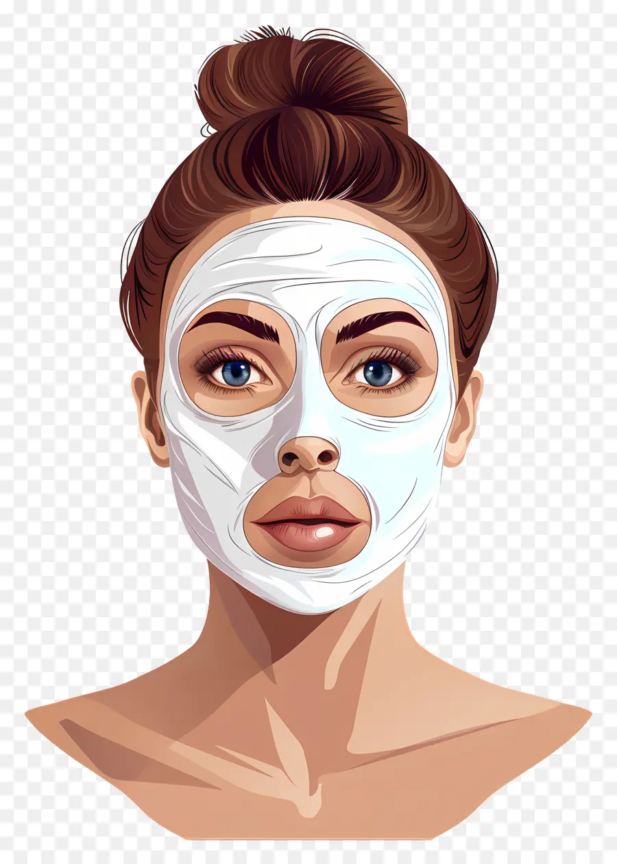 Linda Mulher，Mulher Com Máscara Facial Branca PNG