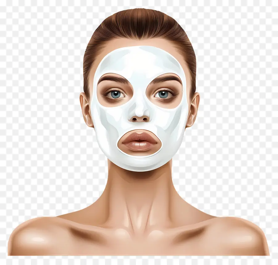 Linda Mulher，Mulher Com Máscara Facial Branca PNG