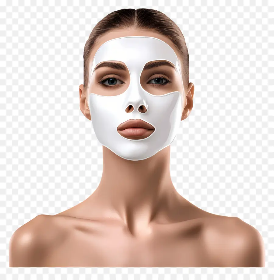 Linda Mulher，Mulher Com Máscara Facial Branca PNG