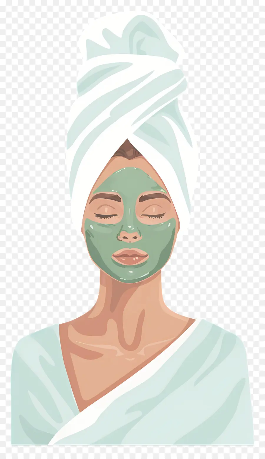 Máscara Facial De Spa，Mulher Com Máscara Facial Verde PNG