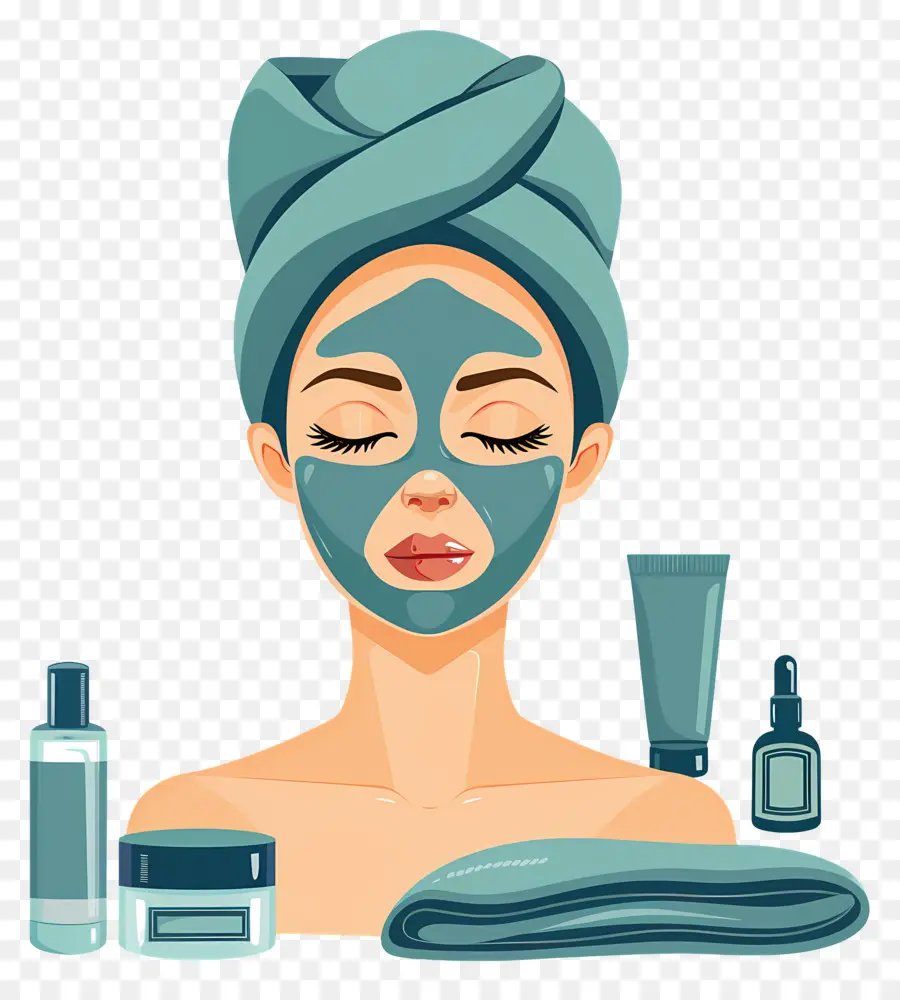 Máscara Facial De Spa，Mulher Com Máscara Facial PNG