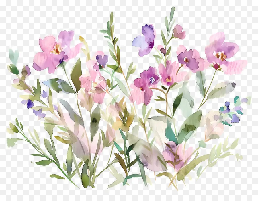 Flores Em Aquarela，Pintura PNG