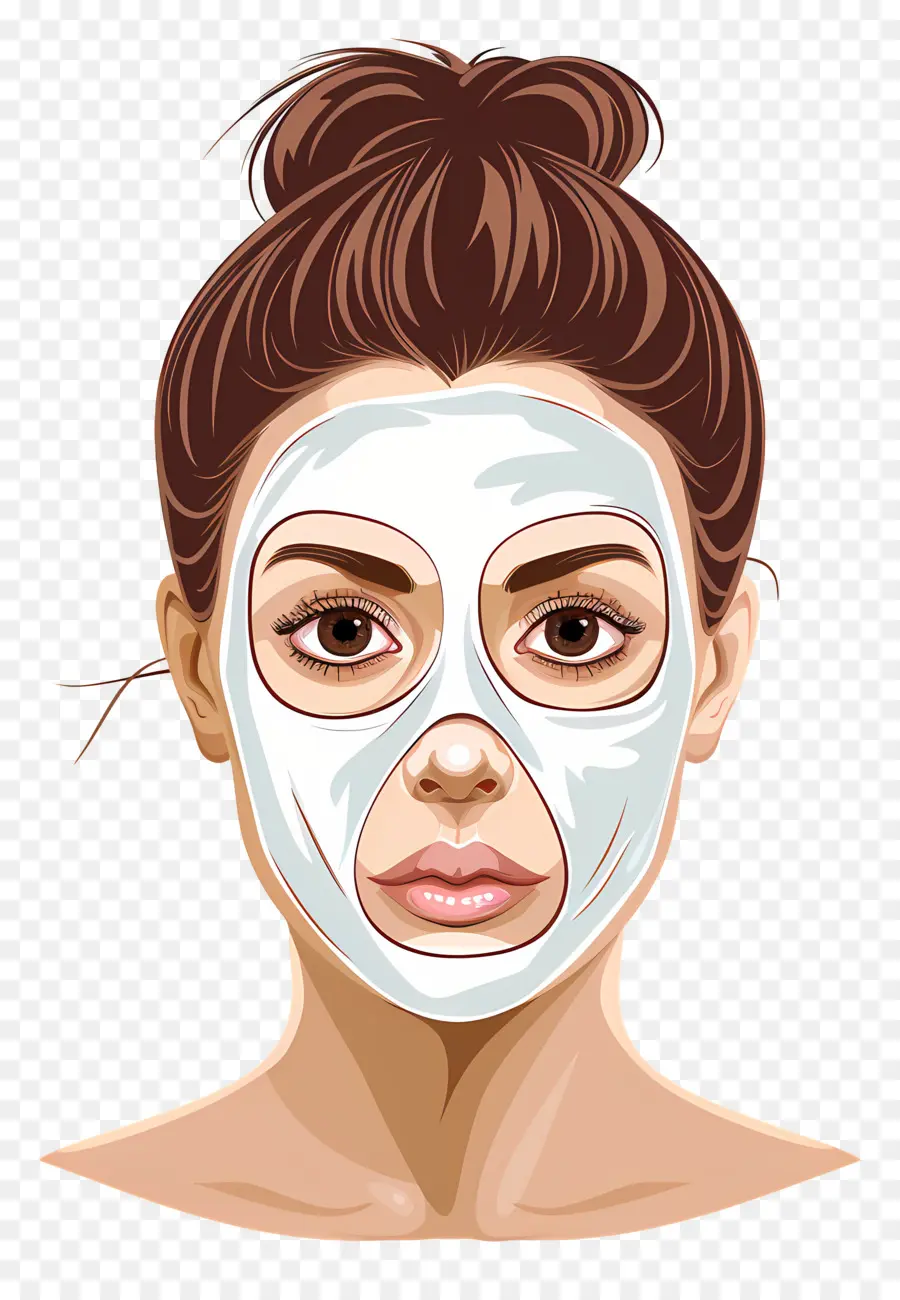 Linda Mulher，Mulher Com Máscara Facial Branca PNG