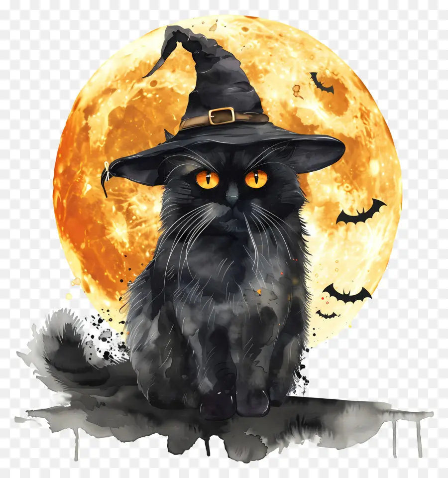 Gato De Halloween，Gato Preto PNG