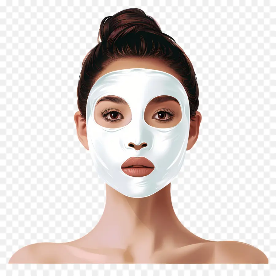 Linda Mulher，Mulher Com Máscara Facial Branca PNG